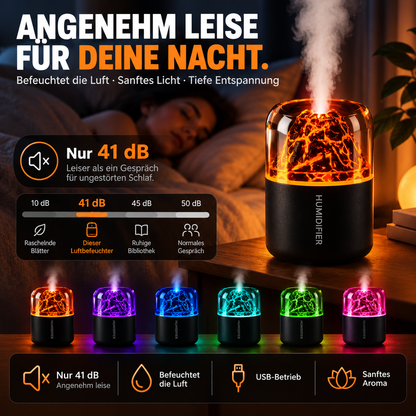 Leiser Luftbefeuchter mit Vulkan-Licht